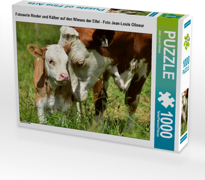 CALVENDO Puzzle Fotoserie Rinder und Kälber auf den Wiesen der Eifel - Foto Jean-Louis Glineur 1000 Teile Puzzle quer | 1000 Teile Lege-Größe 64x48cm Foto-Puzzle für glückliche Stunden