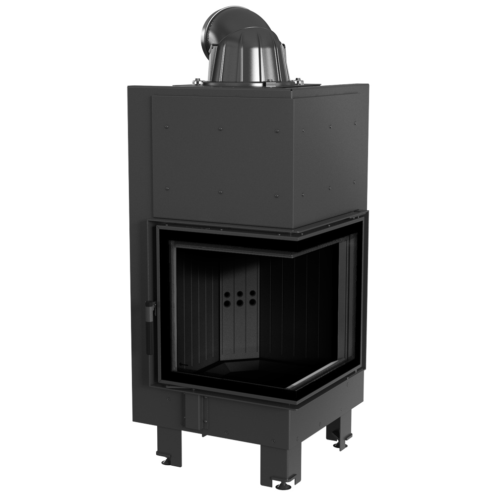 Oceľový krb KRATKI MBN pravý 8 kW Ø 200 čierny thermotec