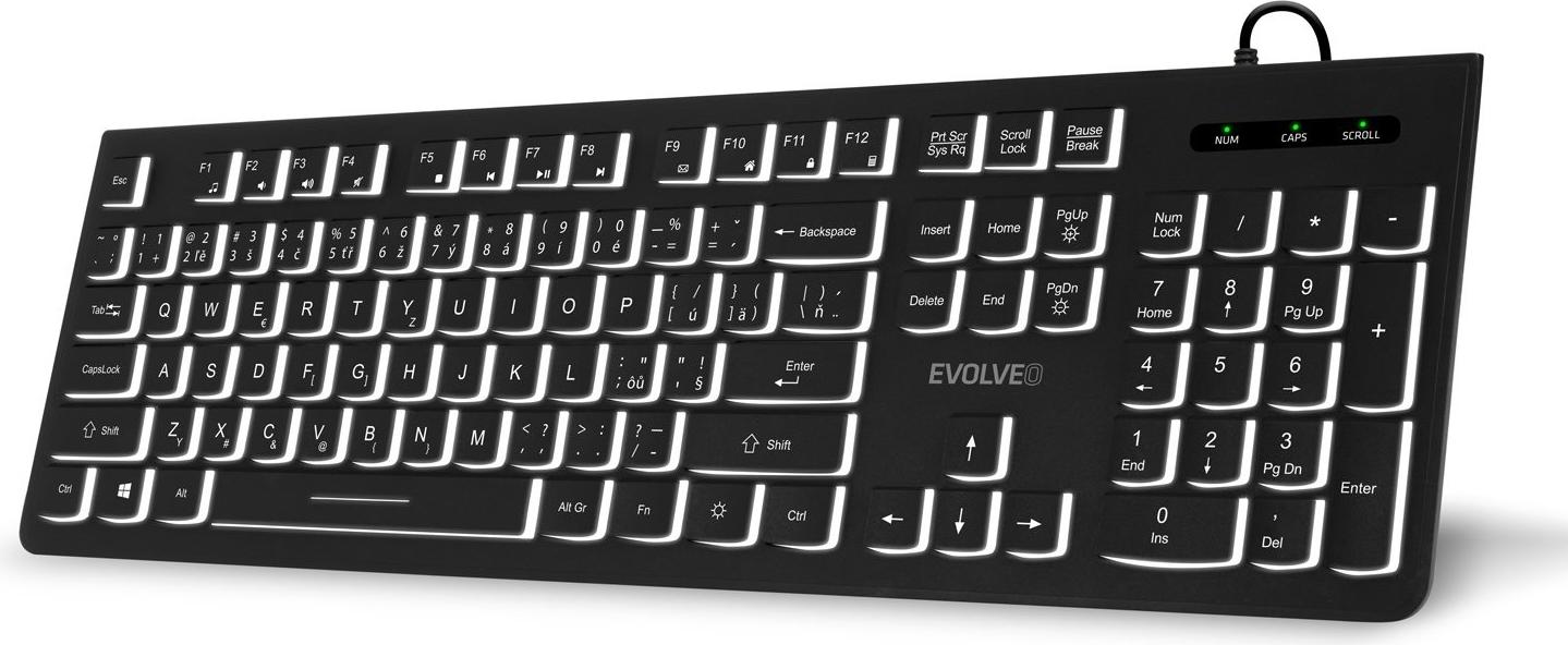 EVOLVEO K1010, klávesnica s bielym podsvietením,