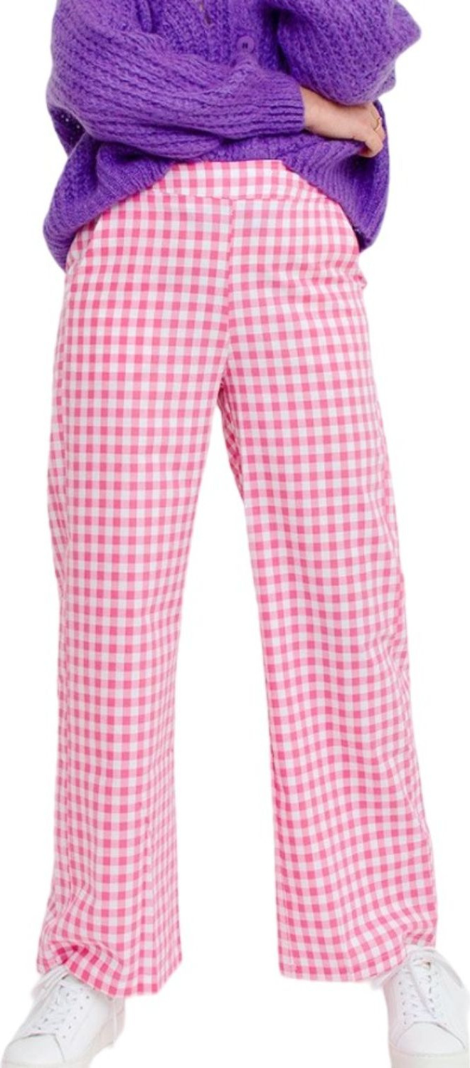 Silvian Heach Damen Karo Rosa Pfau Hose L