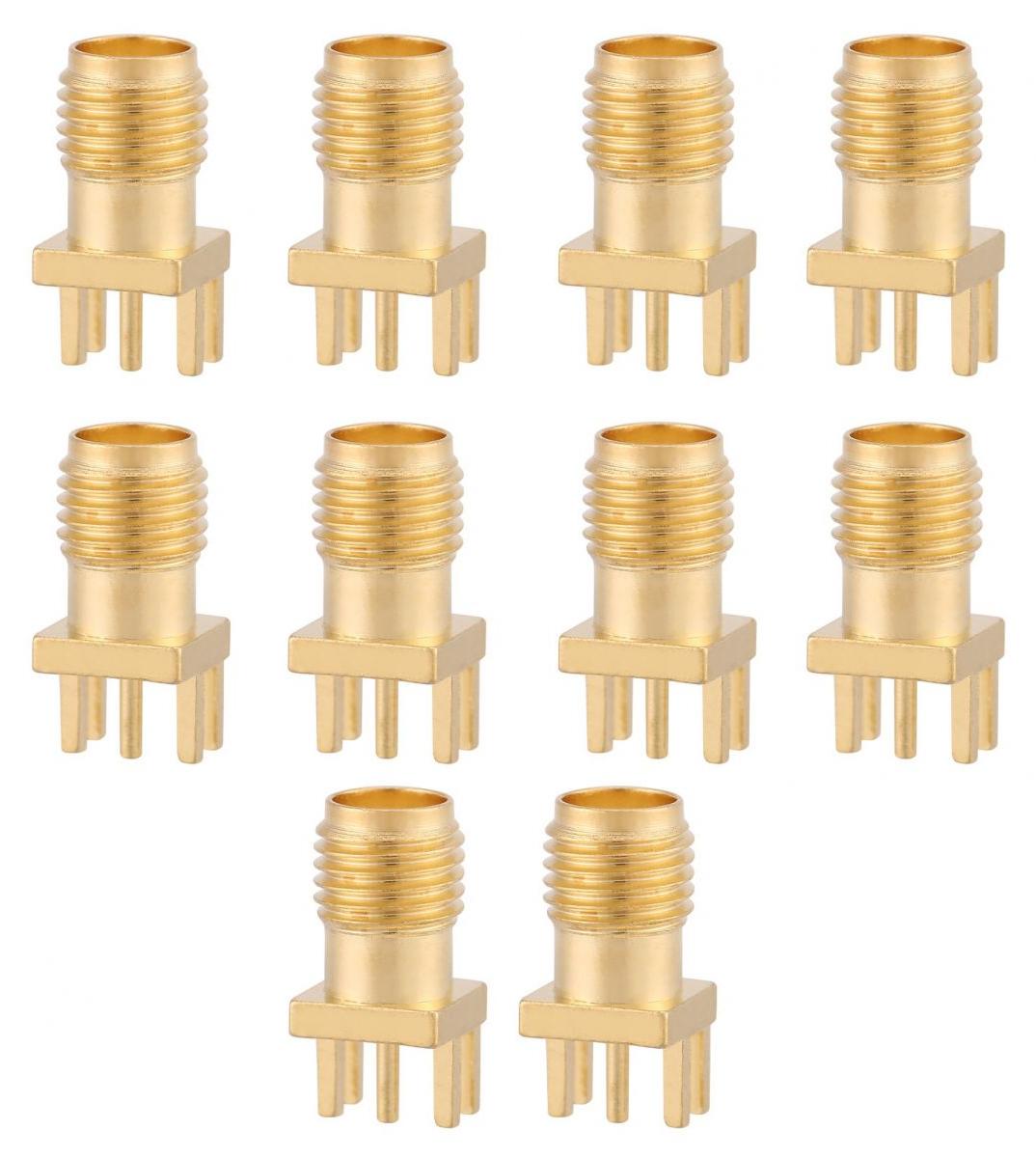 Crrynuo SMA Buchse 10 Stk, Messing, PCB-Montage, 50 Ohm Hochfrequenzverbinder KAU-LR-UN-CPK-20260518-43