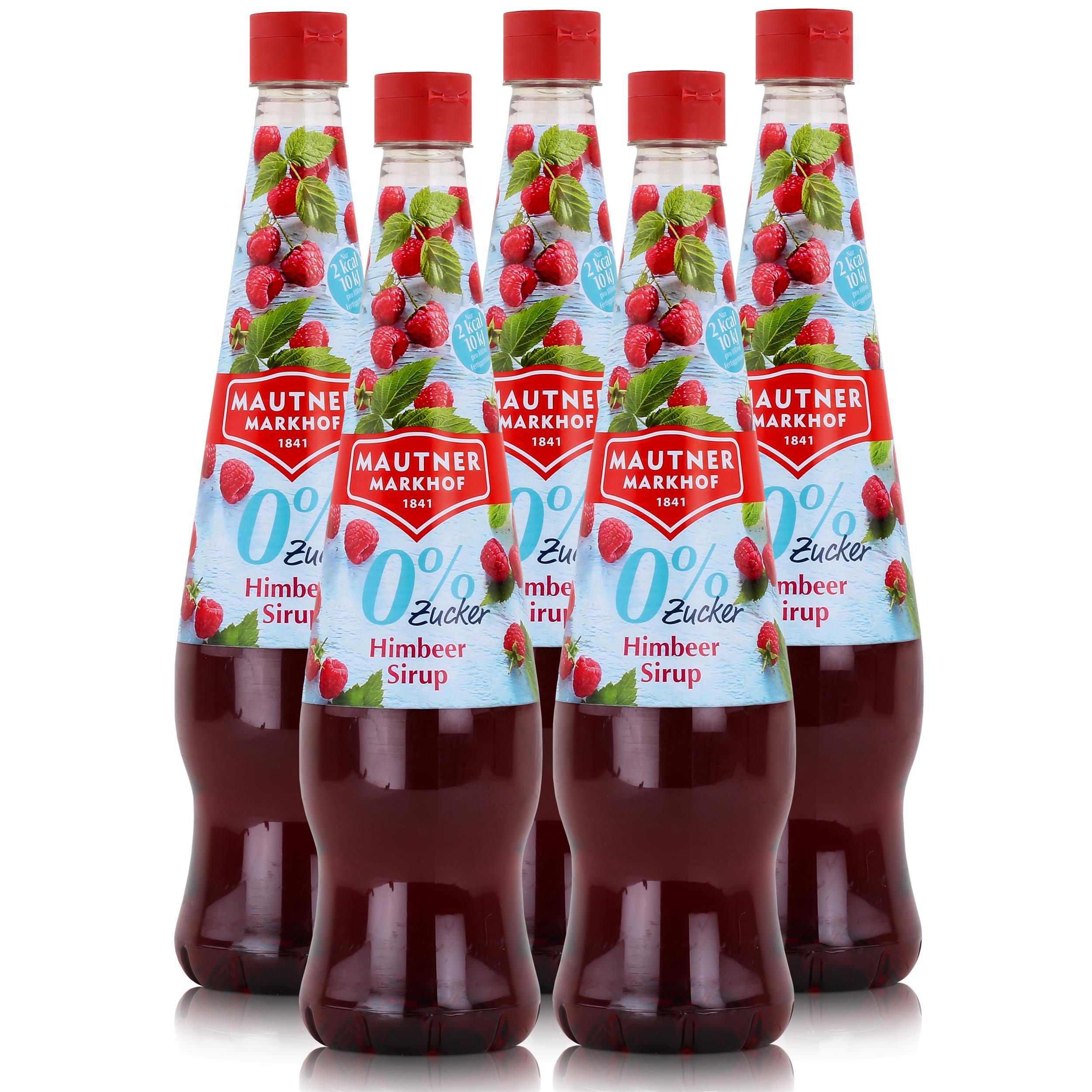 MAUTNER MARKHOF Mautner Getränkesirup Himbeere 0% Zucker 0,7L - Softdrink (5er Pack)