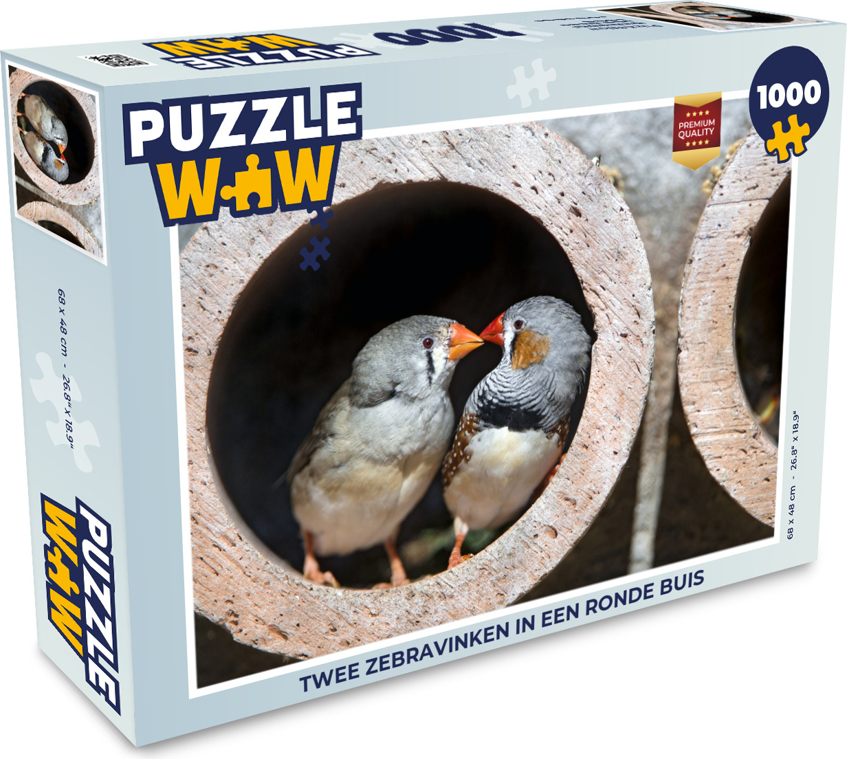 MuchoWow® Puzzle 1000 Teile Zwei Zebrafinken in einer runden Röhre - Erwachsene - Rätsel 136|3740830