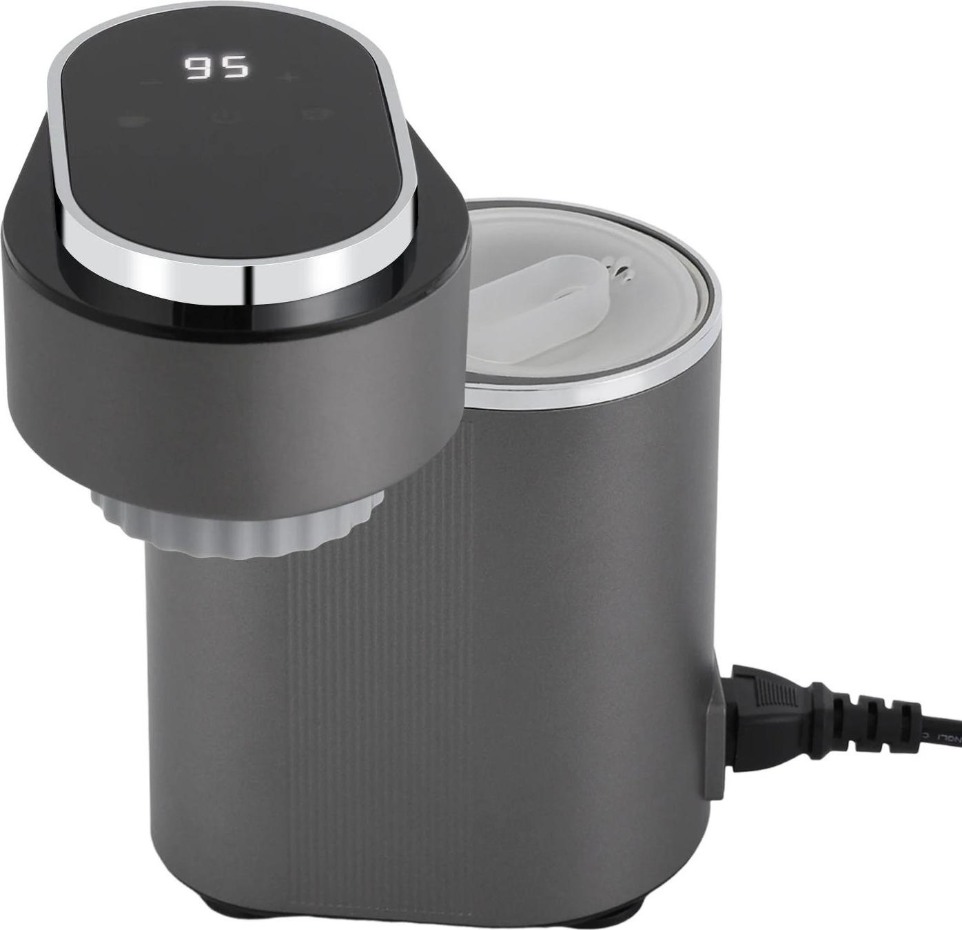 Prenosný kávovar - Mini kávovar 600 W - Nastaviteľná teplota - Cestovný model - Na espresso a latte - Sivá