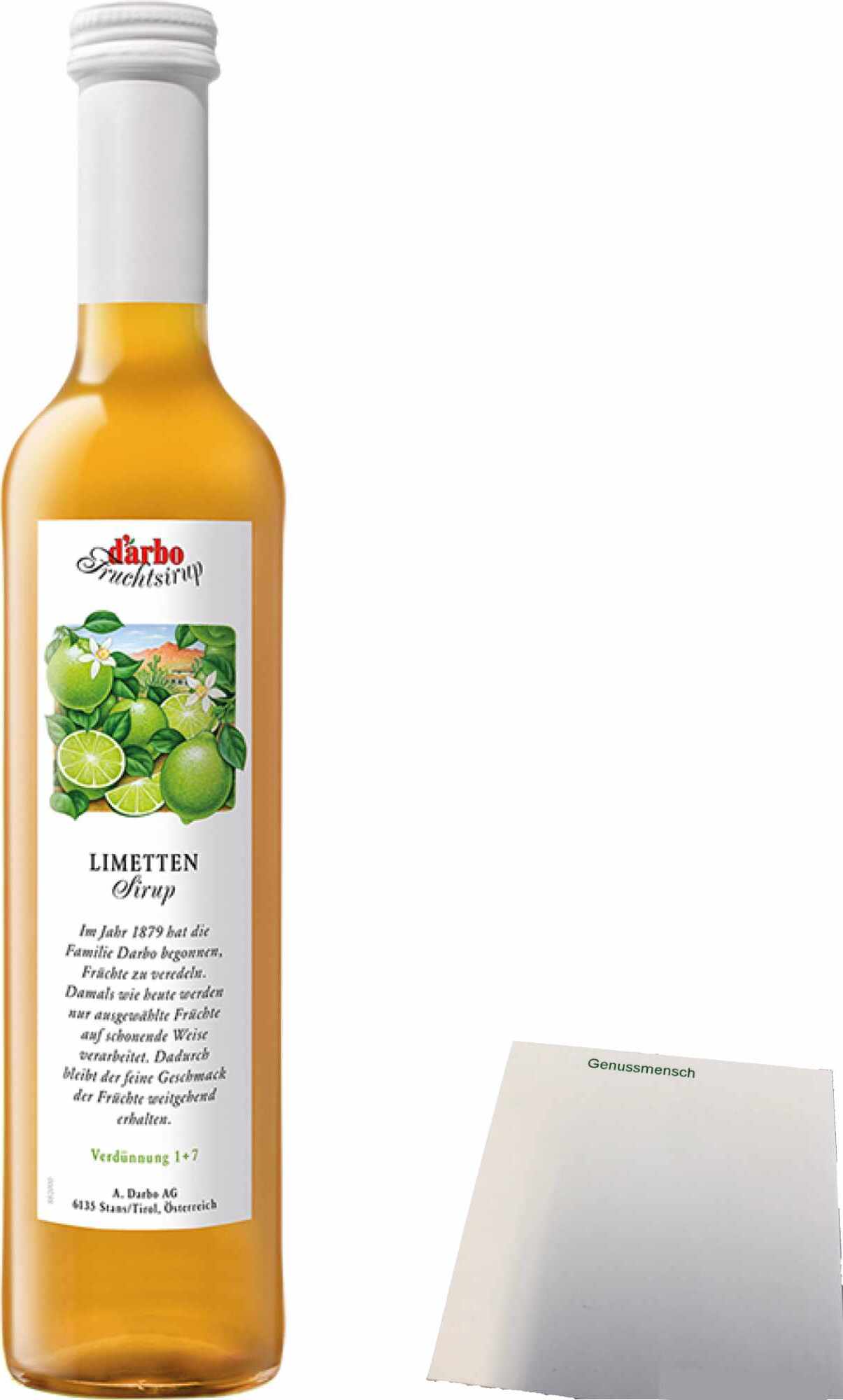 Darbo Fruchtsirup Limette (0,5l Flasche) + usy Block