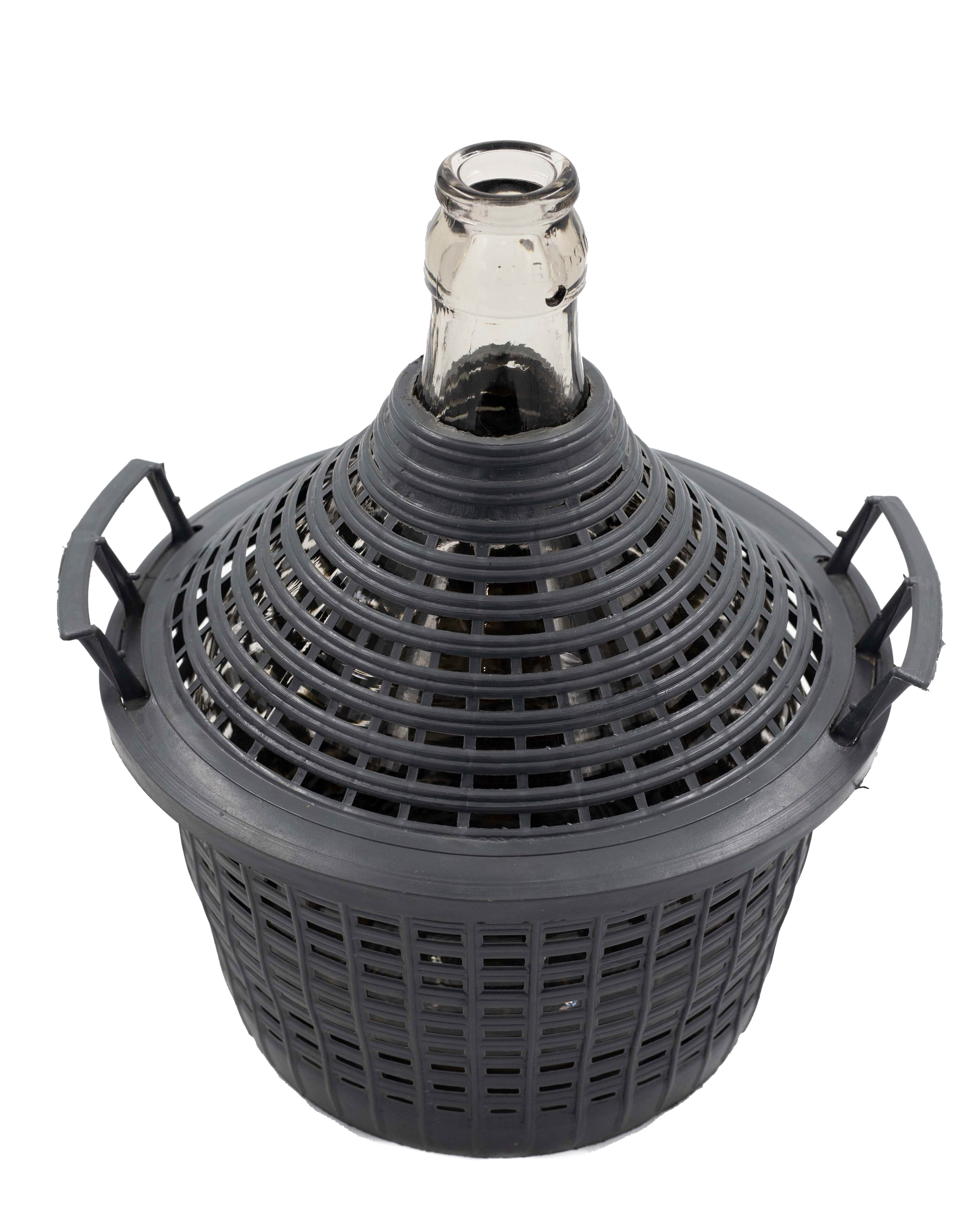 Ambrosio Gärballon mit Kunststoffkorb, Glasballon, Gallone, Weinballon, Weinmacher Set, Gärbehälter, Glasflasche für Gärung Weinherstellung, Glasgärballon 15 l WYSKONT Gärballon