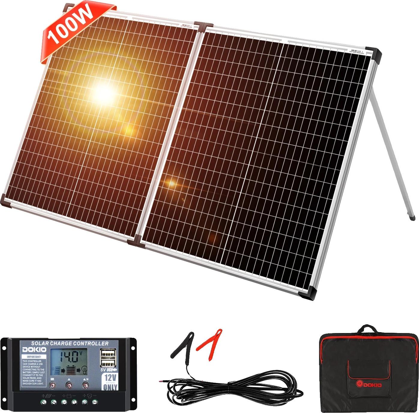 Solárny panel, monokryštalický dizajn, prenosný a vodotesný, 100 W