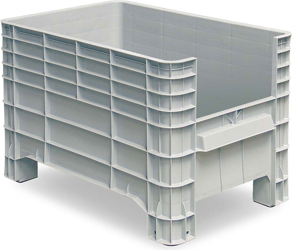 BRB Lagertechnik Volumenbox mit 4 Füßen, LxBxH 1030 x 630 x 670 mm, Inhalt 276 Liter, Eingriff BxH 400 285 mm an einer Stirnseite 24501