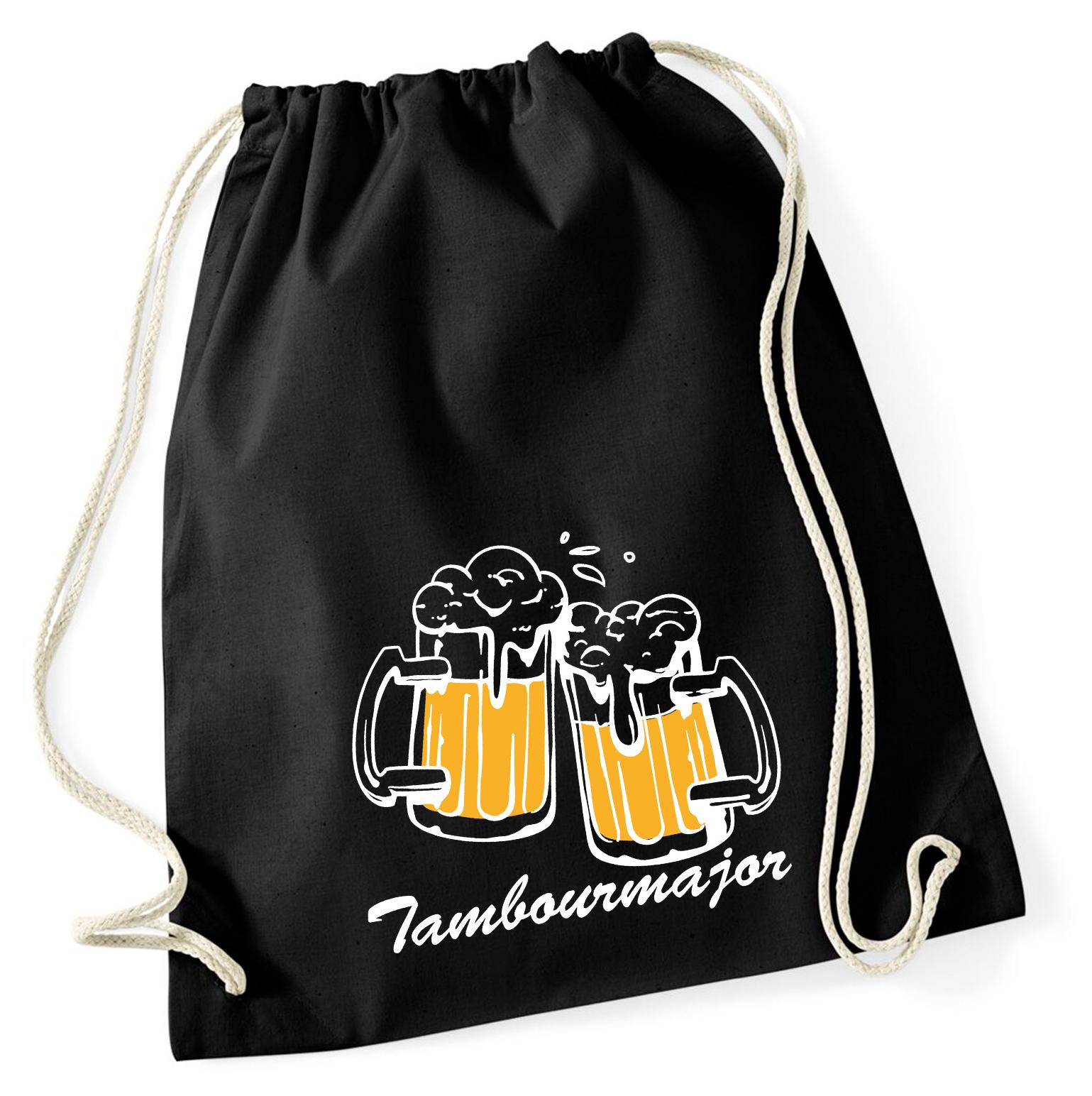 Hellweg Druckerei Huuraa Turnbeutel Tambourmajor Spielmannszug 12 Liter Black Baumwolle Rucksack Geschenkidee 6381TB-BLA