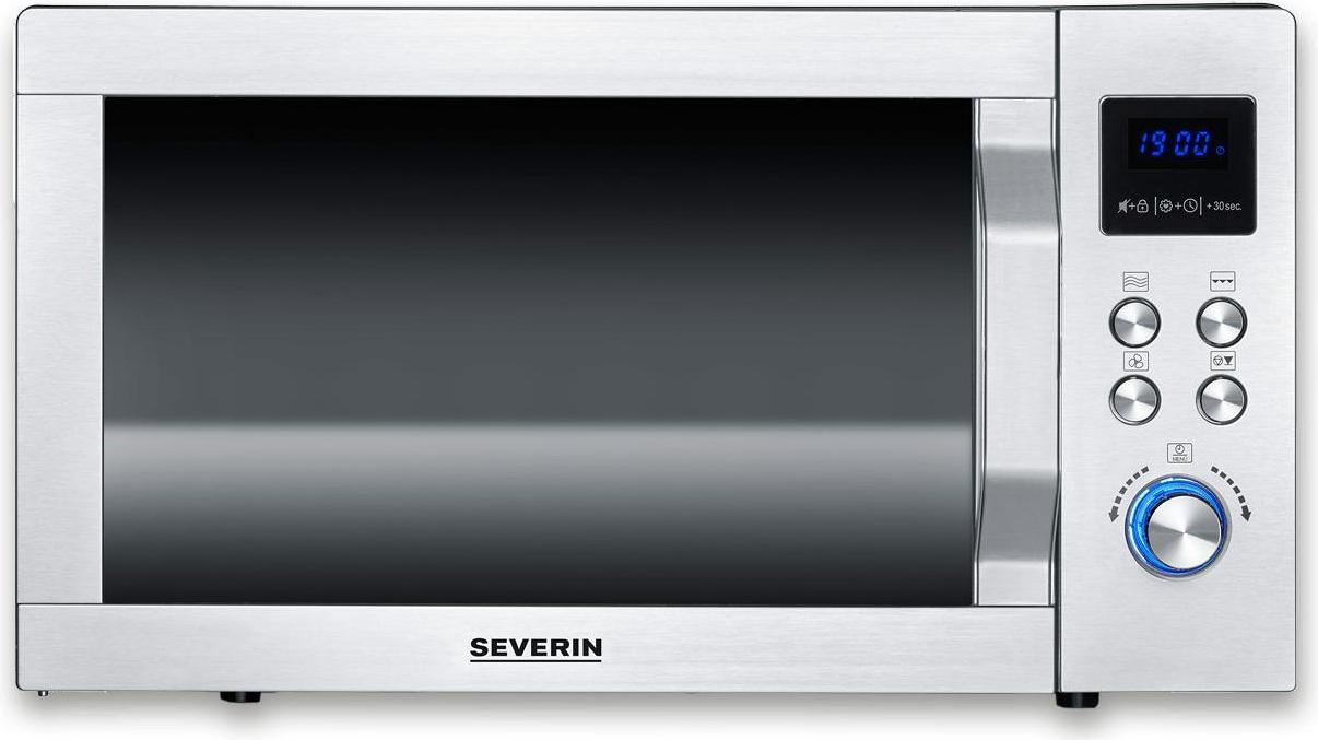 Severin 3-in-1 Mikrowelle mit Glasboden MW 7777 mattschwarzsilber Mikrowelle Mikrowellengerät 3-in1 Mikrowelle