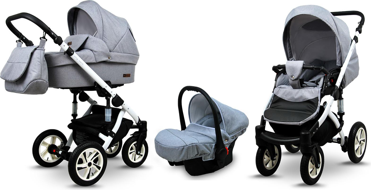 BabyLux Sky Lark | 3in1 Kinderwagen Set | Silver Flex | Kombikinderwagen | Kinderwagenset | Bug
