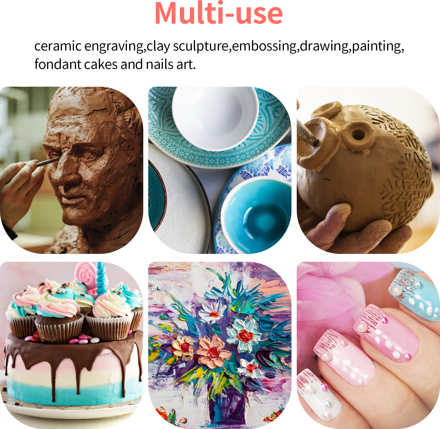 Cocosity 25pcs Polymer Clay Tools Modellierung Ton Sculpting Tools Kit Keramik Keramik Keramik Carving Tools einschließlich Double Ended Dotting Tools Ball Stylus Tools Clay Tools Rubber Tip Pens Plastic Stylus Sponge Storage Bag