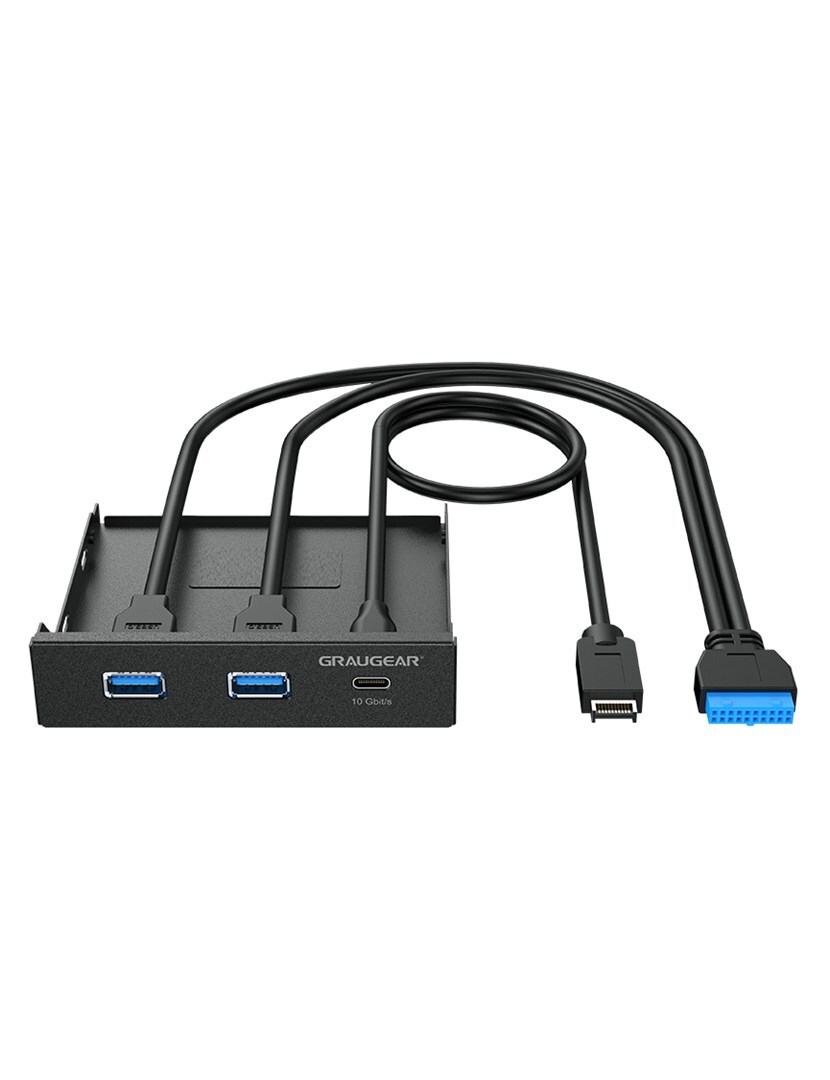 GRAUGEAR Multi Frontblende 3-Fach USB-HUB, 1x USB-C,2x USB-A retail