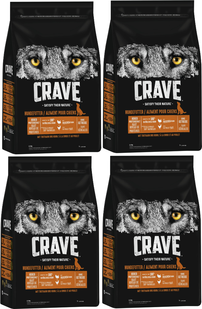CRAVE™ Hund Beutel mit Truthahn und Huhn 4 x 2,8kg