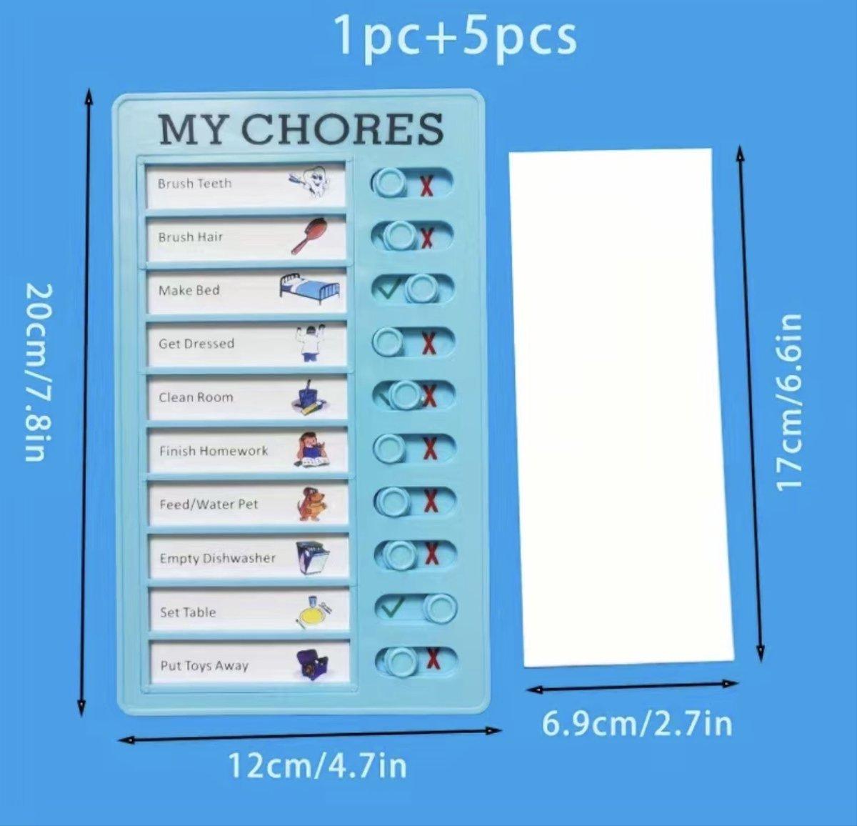 CHPN – To-Do-Tafel – Aufgabentafel für Kinder – inklusive 5 weißen Karten – Checkliste – Planungstafel – blau – Aufgabentafel – Aufgaben abhaken 180755