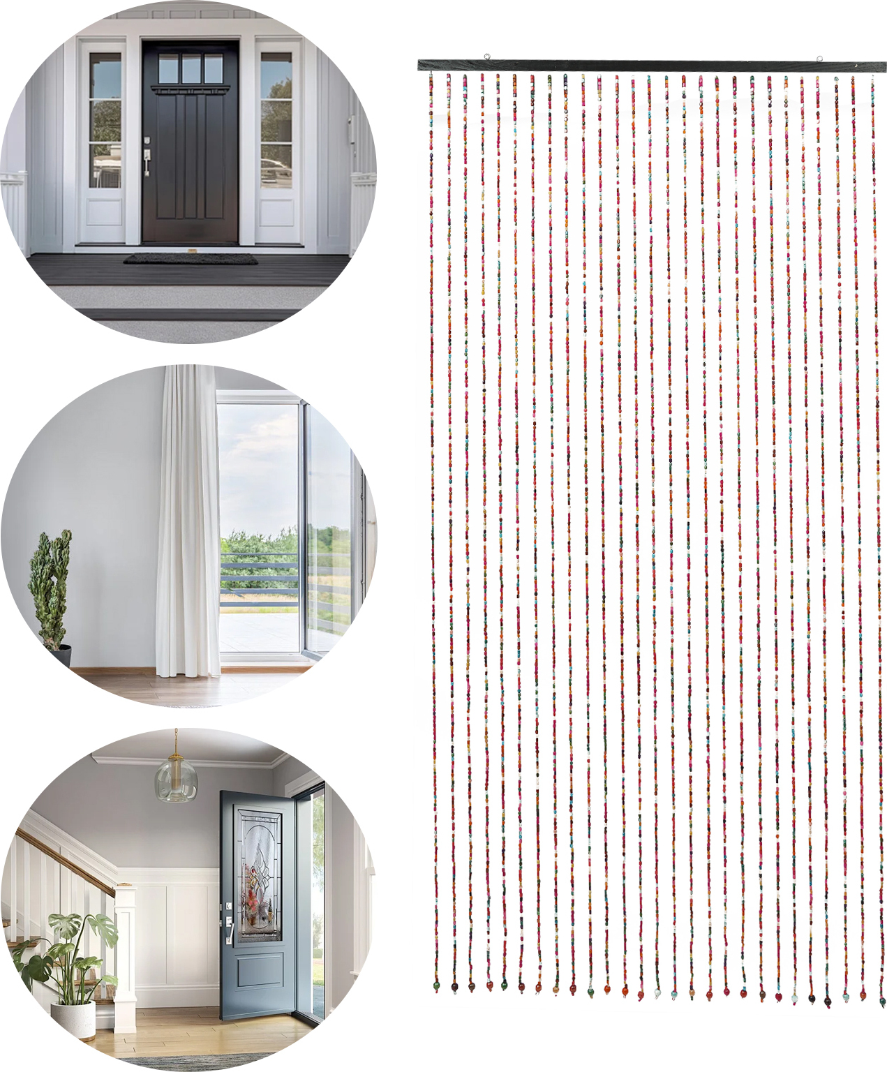 GreatDEshop2021 Perlenvorhang, Tür Perlenvorhang, Multifunktional Bambus Holz Perlenvorhang, Türöffnung Perlenschnur Vorhang JJOUGA-001300-WL