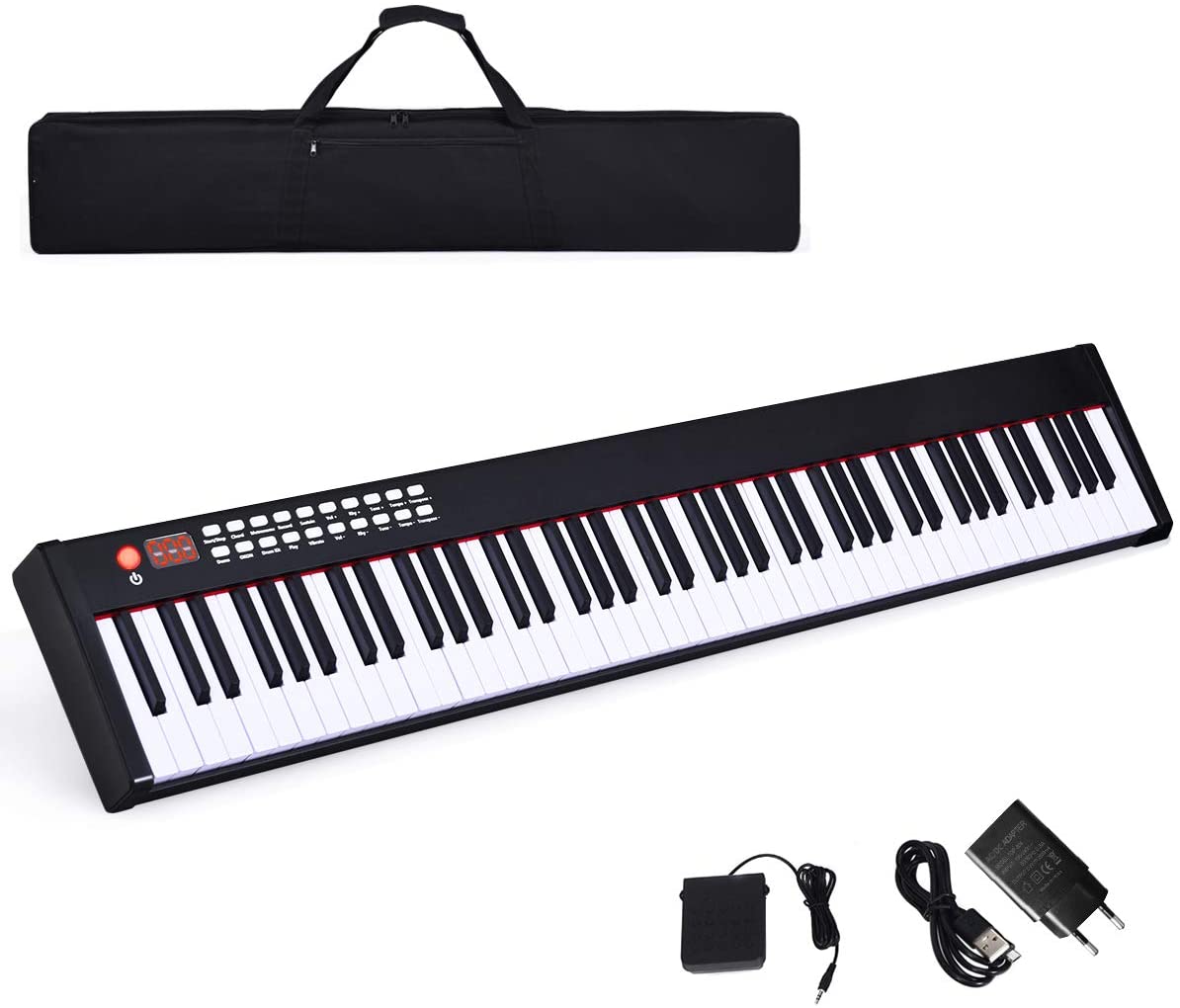teclado de piano digital de 61 teclas con teclas iluminadas bolsa de transporte Teclado de piano electrónico micrófono 