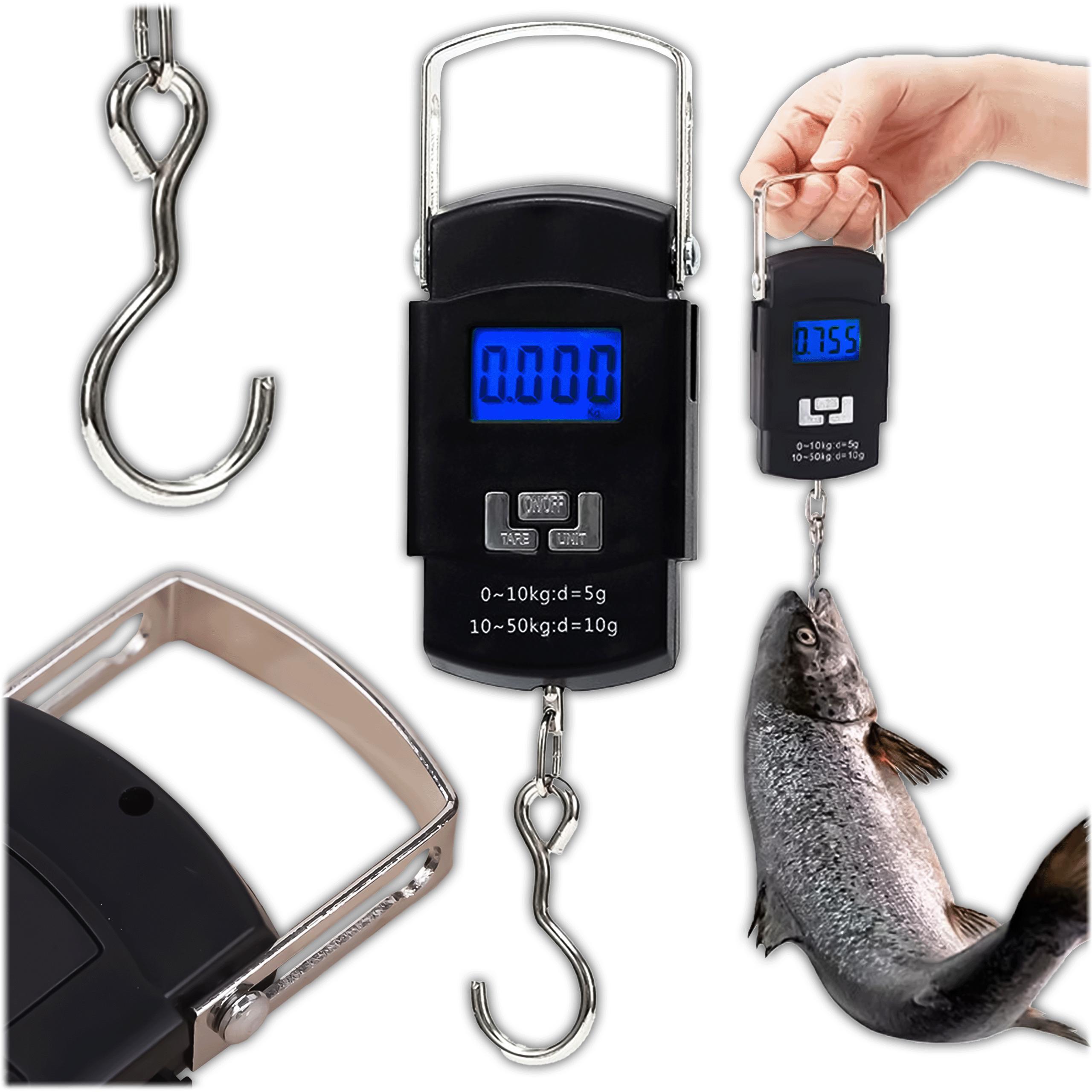 KRUMAD Digitale Kofferwaage 50 kg – tragbare Gepäckwaage mit Haken & LCD – Handwaage mit TARA für Reisen, Fluggepäck & Gepäckkontrolle