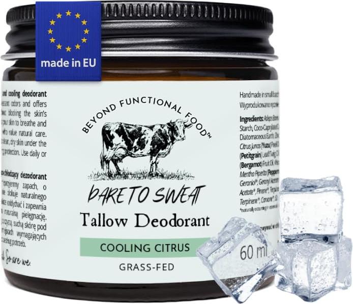BEYOND FUNCTIONAL FOOD Tallow Deodorant – Kühler Citrus-Effekt – Natürliches Deo Balsam ohne Aluminium - Für alle Hauttypen - 60 ml