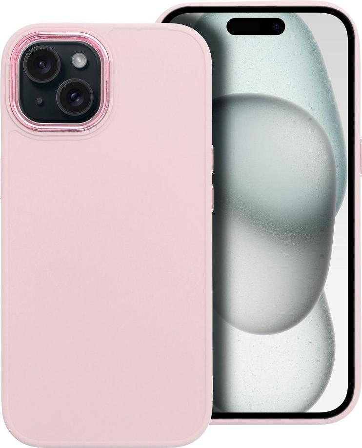 Puzdro na mobilný telefón FRAME vhodné pre IPHONE 15 púdrovo ružové