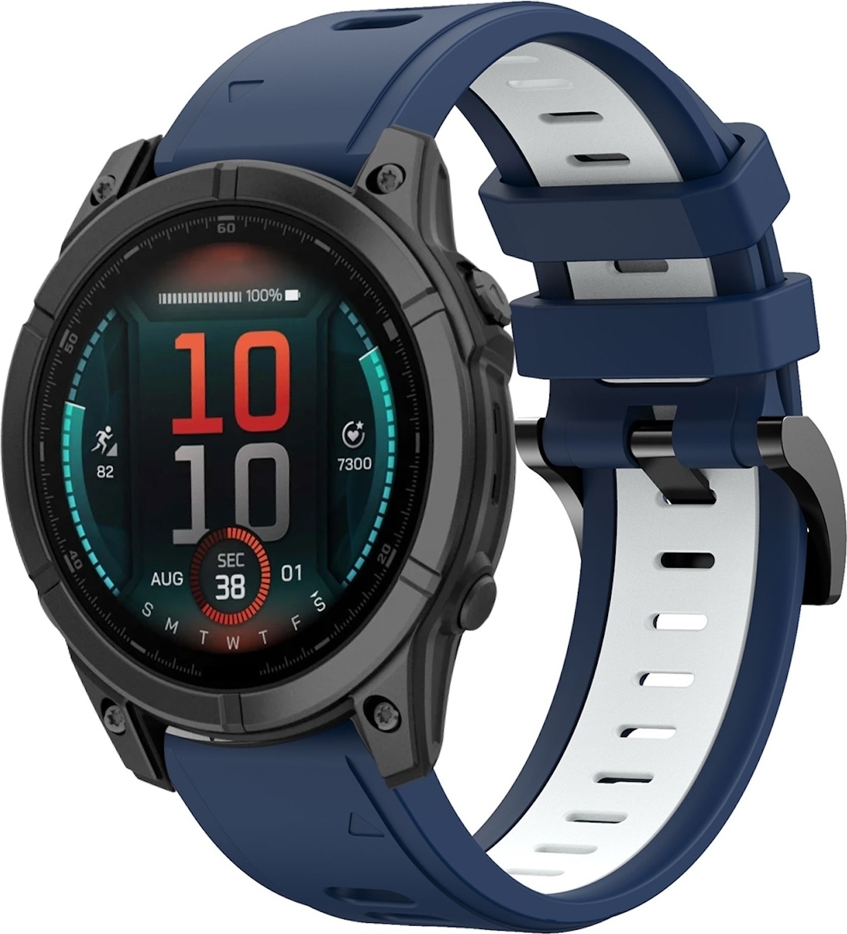 Pre Garmin Fenix E 47 mm Dvojfarebný silikónový remienok Dark Blue / White