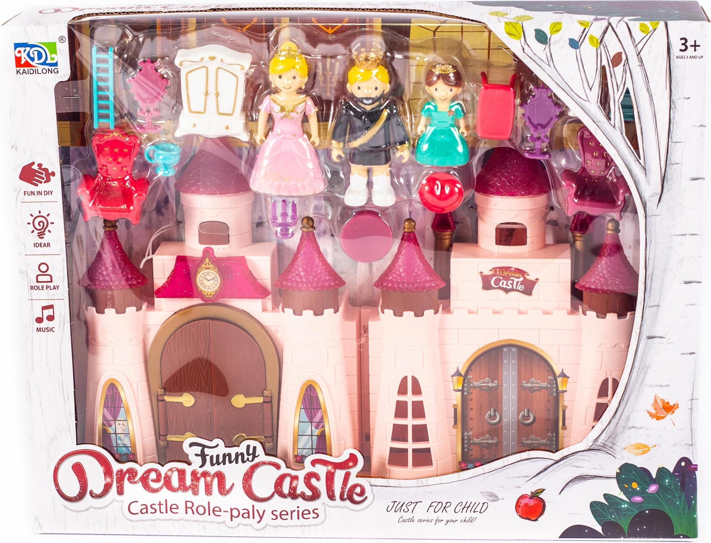 Midex Königlicher Puppenpalast mit Figuren - Schloss mit Möbeln & Königsfamilie Spielset