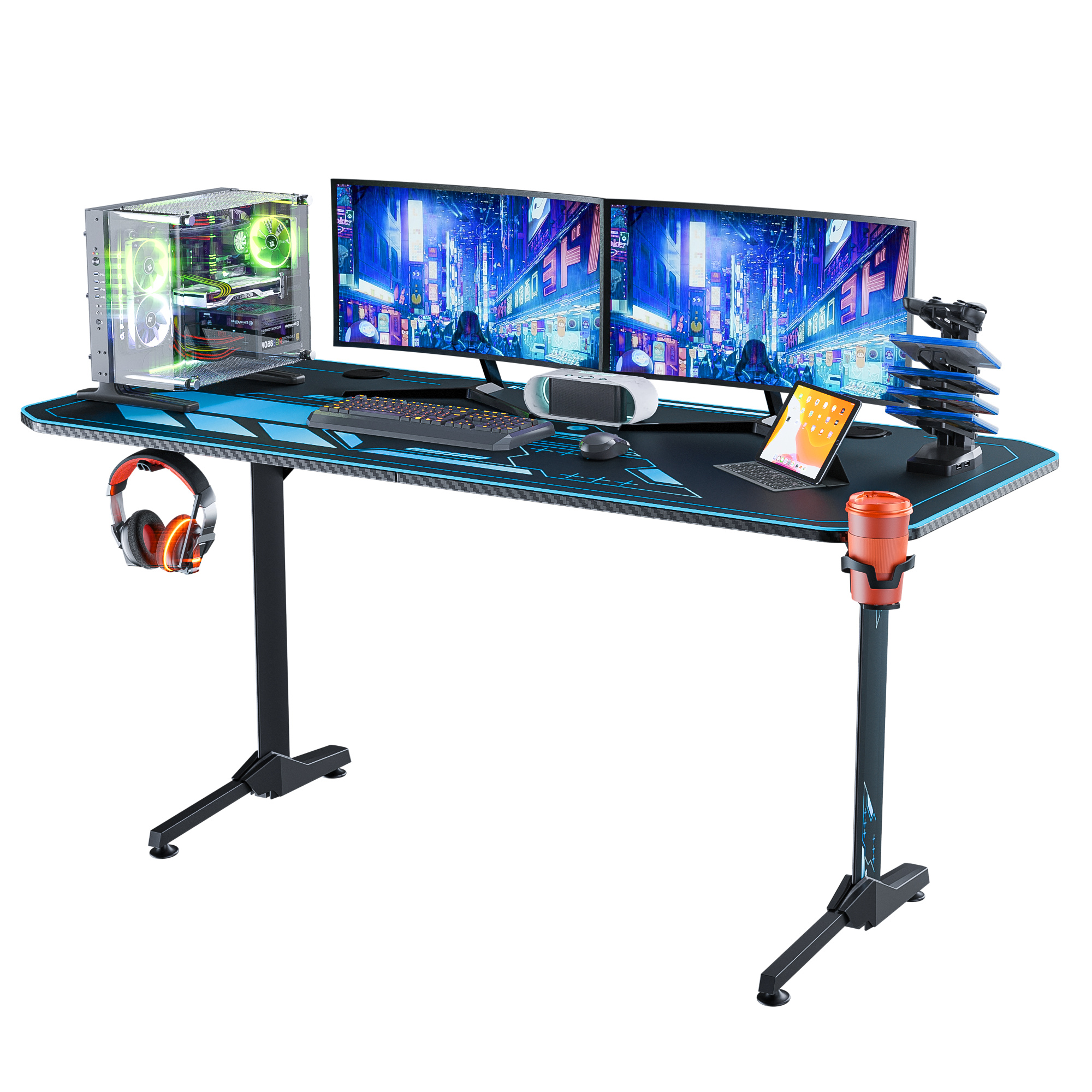 Gaming Tisch 160cm, ergonomischer T-Form