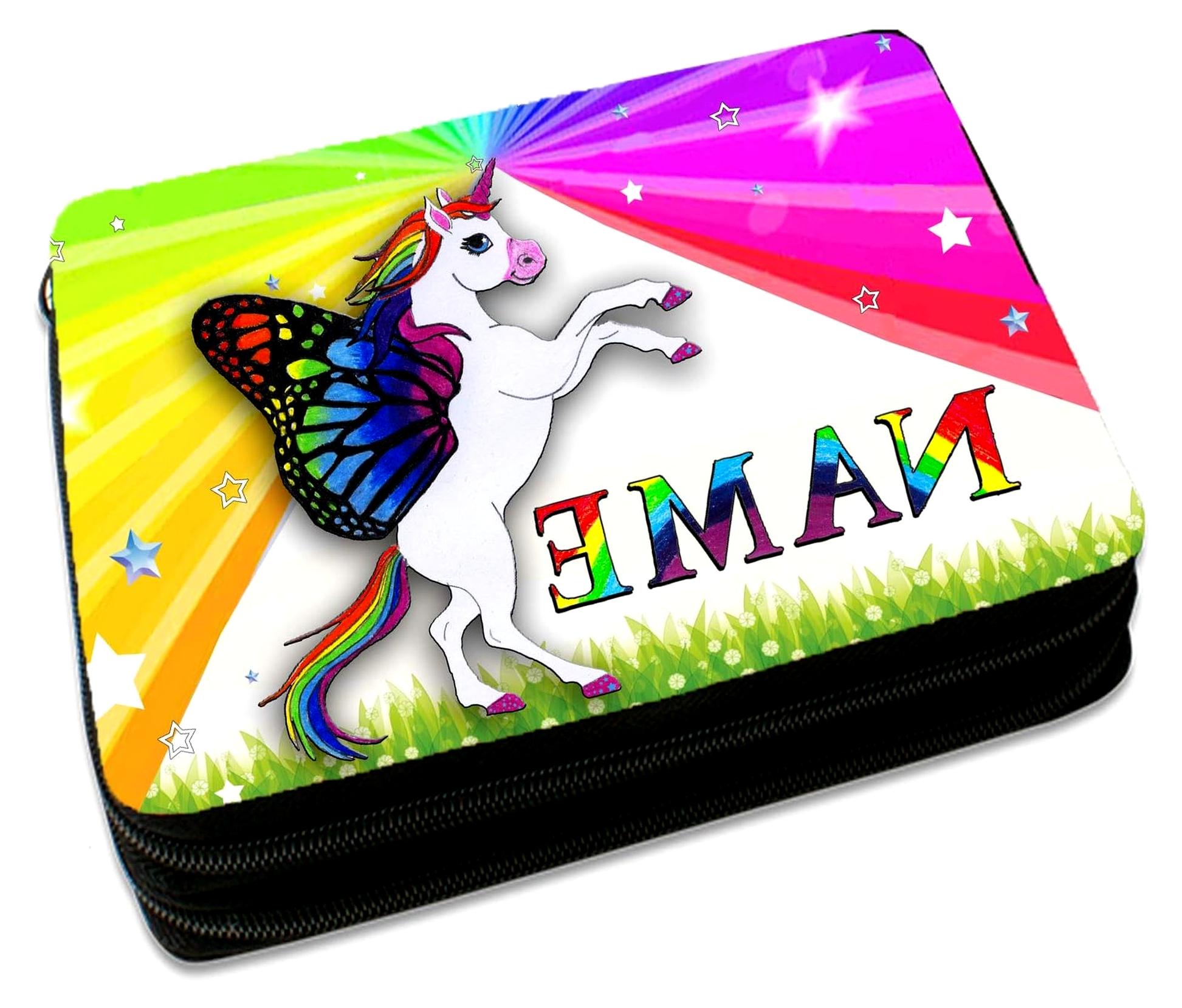 Markenlos Federmäppchen mit individueller Namens- und Schriftartwahl (Einhorn)