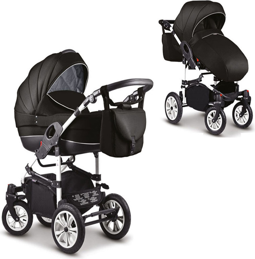 Kinderwagen-Set Craft 2 in 1 in Schwarz-weißer Streifen - 13 Teile - in 18 Farben erhältlich