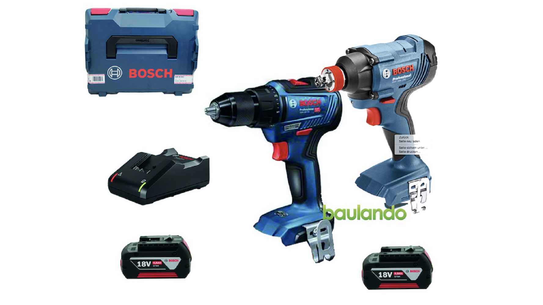 BOSCH SET - GDX 18V 200 + GSR 18V 55 (2x4.0 rýchlonabíjačka L BOXX) Vŕtací rázový uťahovač