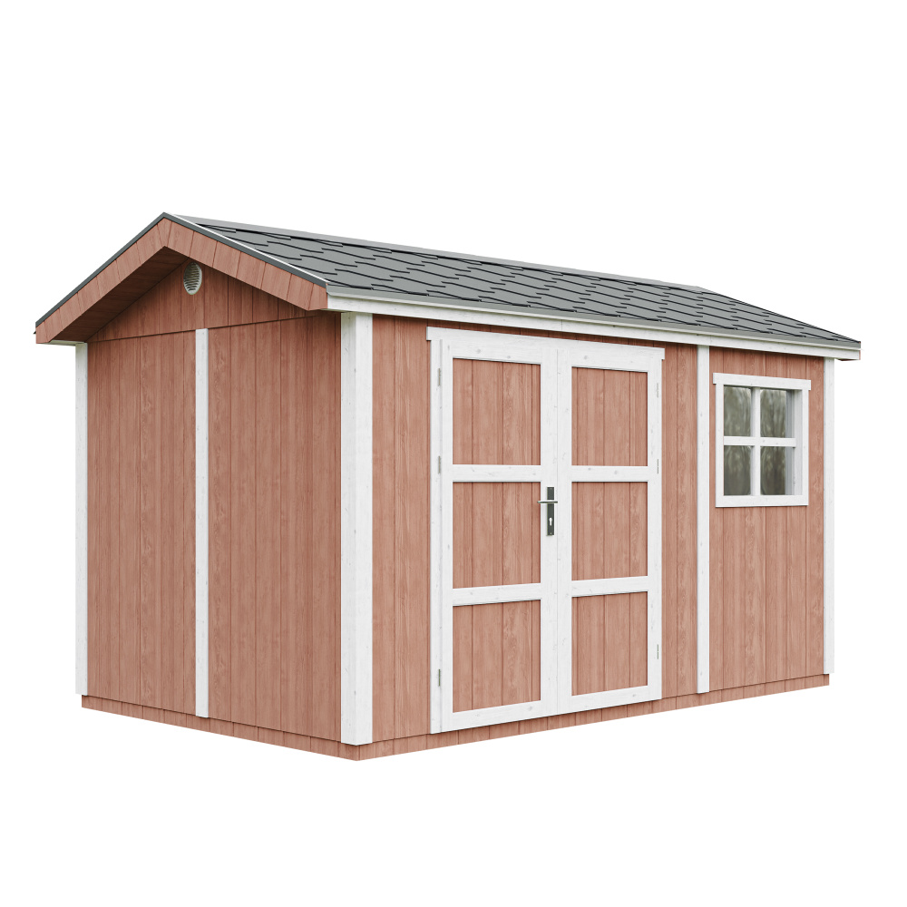Gartenhaus 8,68 m² - H252x250x412 cm – Timbela M914A-REDWOOD RED