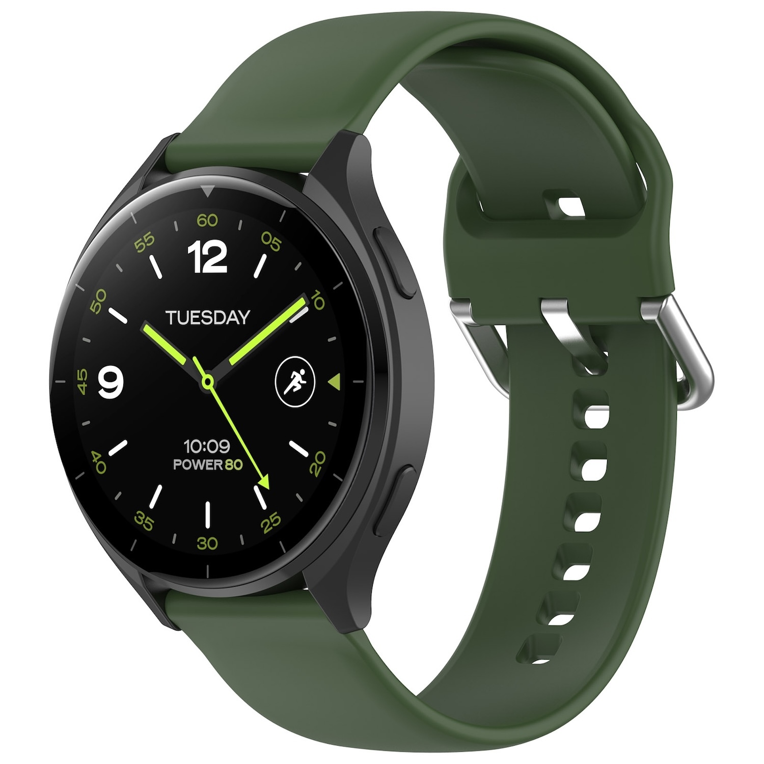 Pre Xiaomi Watch 2 Vysokokvalitný silikónový jednofarebný remienok Kovová pracka Hodinky Náhradný pásik na ruku Veľkosť L Zelená