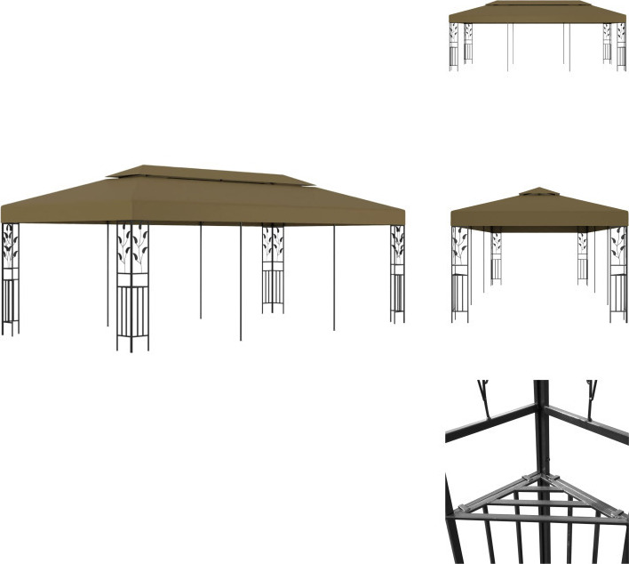 vidaXL Pavillon 6x3 m Taupe 180 g/m² - Pavillons & Partyzelte