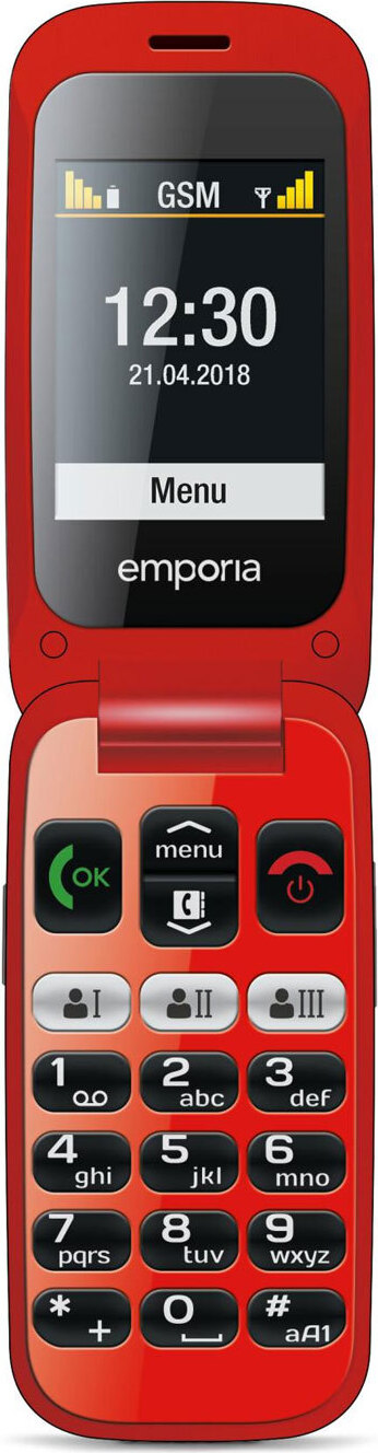 Emporia emporiaONE, Klapphandy, Single SIM, 6,1 cm (2.4"), 2 MP, 900 mAh, Schwarz, Rot V200_001