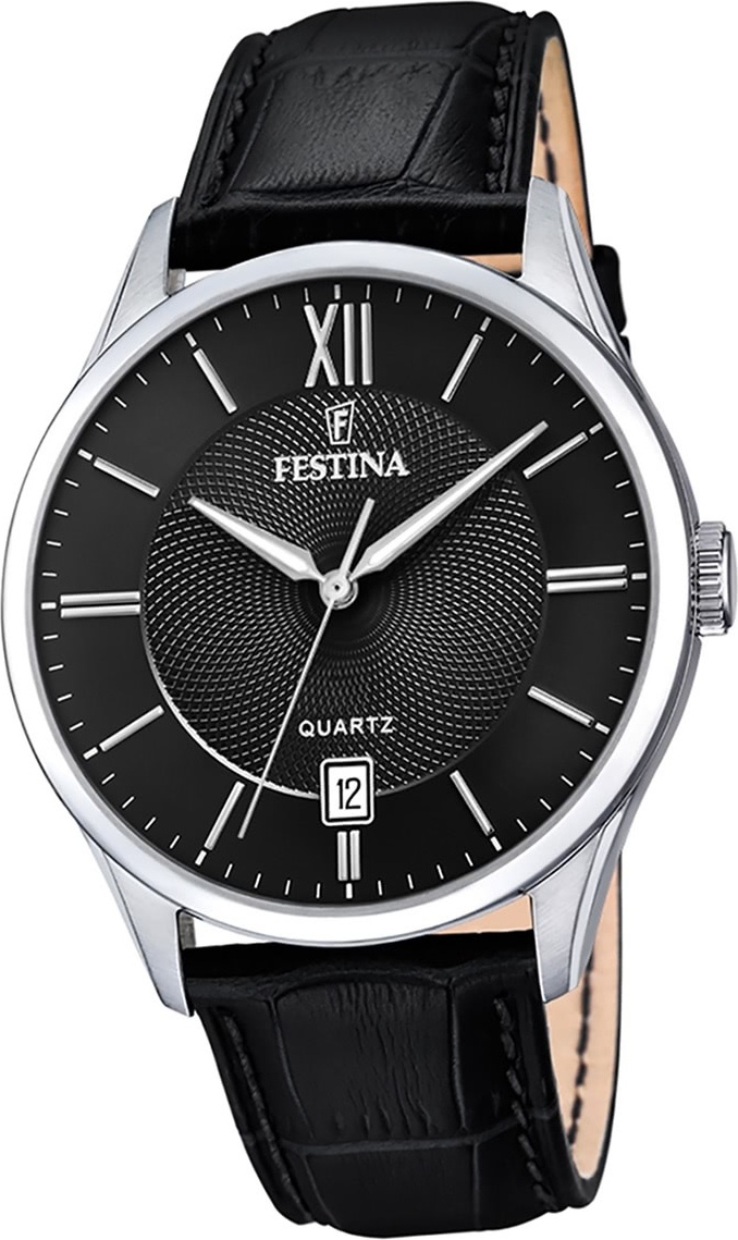 Festina kožené pánske hodinky F20426/3 náramkové hodinky športové čierne klasické D2UF20426/3