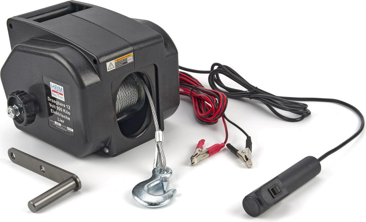 hbm Tragbare 12 Volt 900 Kilo Elektro-Winde Seilwinde Elektrowinde Winde XX9939