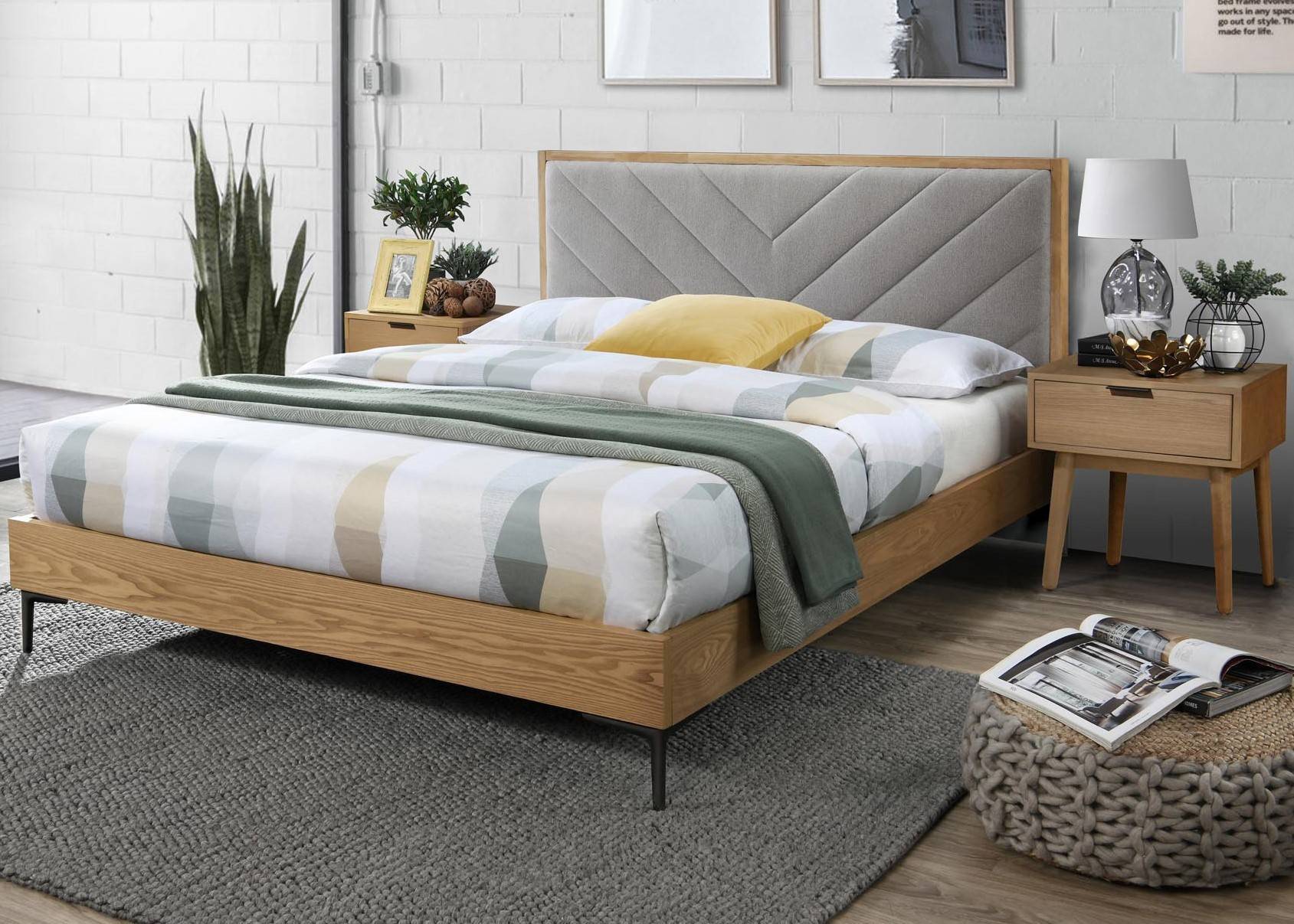 HALMAR Doppelbett mit Rost Margarita 160 - natur / grau V-CH-MARGARITA_160-LOZ