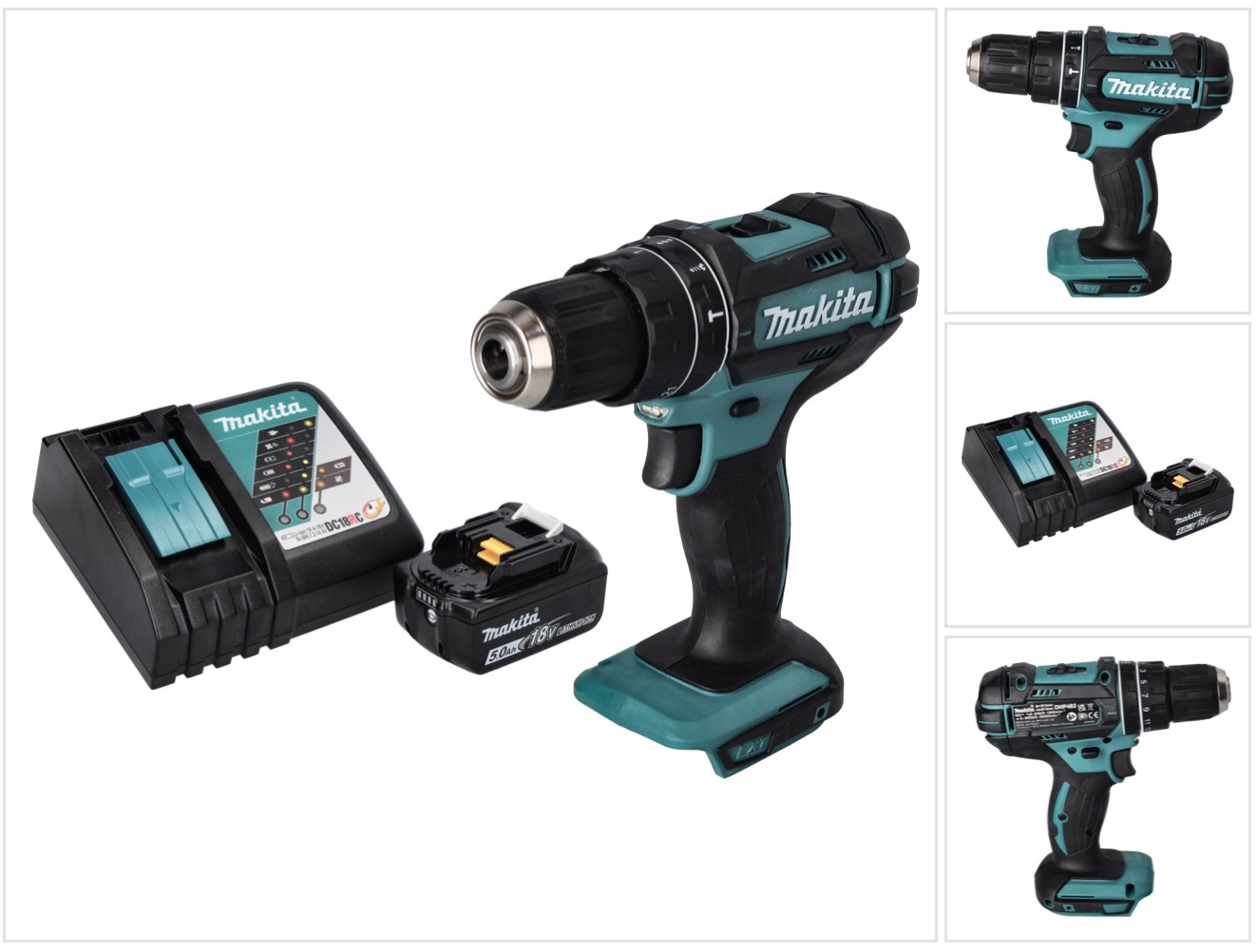 Akumulátorová príklepová vŕtačka Makita DHP 482 RT1 18 V 62 Nm + 1x akumulátor 5,0 Ah + nabíjačka