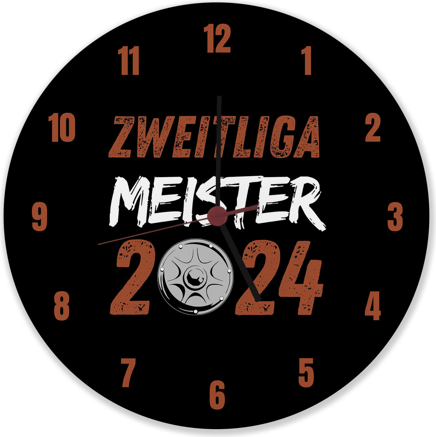 speecheese St. Pauli Meisterschale Wanduhr aus Alu mit Spruch Zweitliga Meister 2024