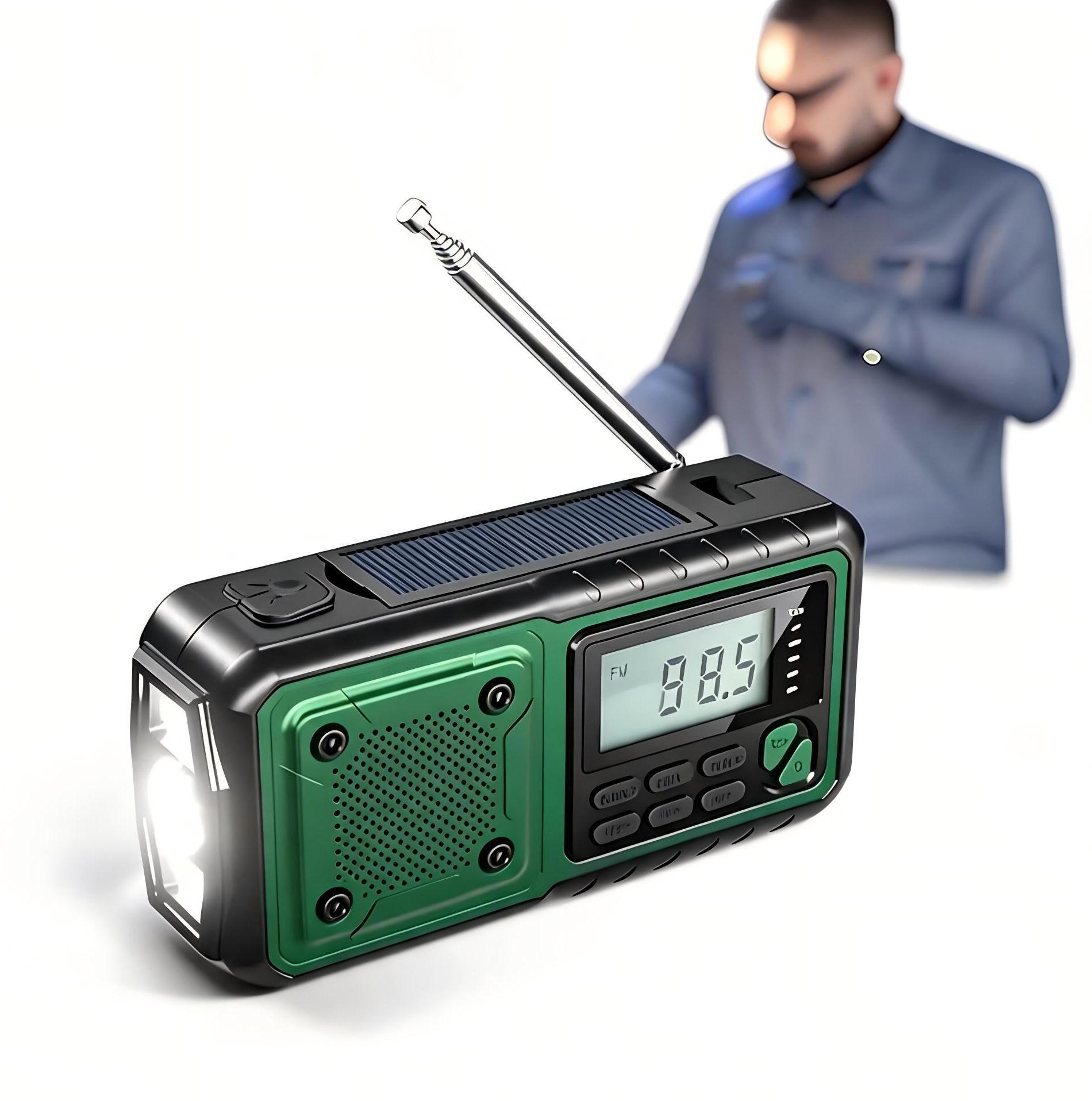 Dopwii Notfall Kurbelradio Solar, AM/FM/NOAA Wetterradio mit 5000mAh Powerbank, LED Taschenlampe, SOS, USB-C, ideal für Camping & Outdoor KAUF-Wohn-CE2979-015