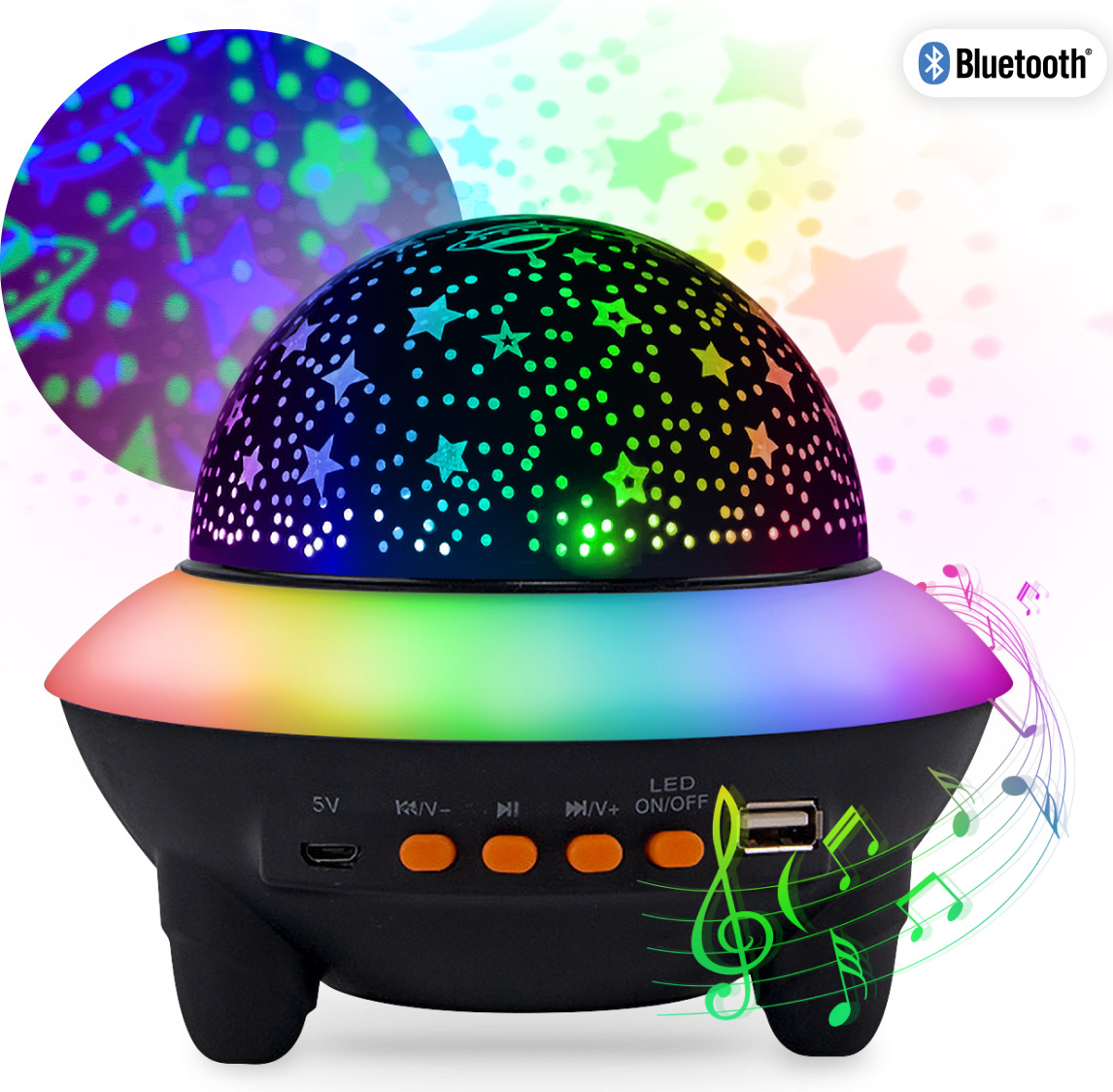 PartyFunLights Bluetooth UFO Starlight Party Lautsprecher mit Fernbedienung 86360