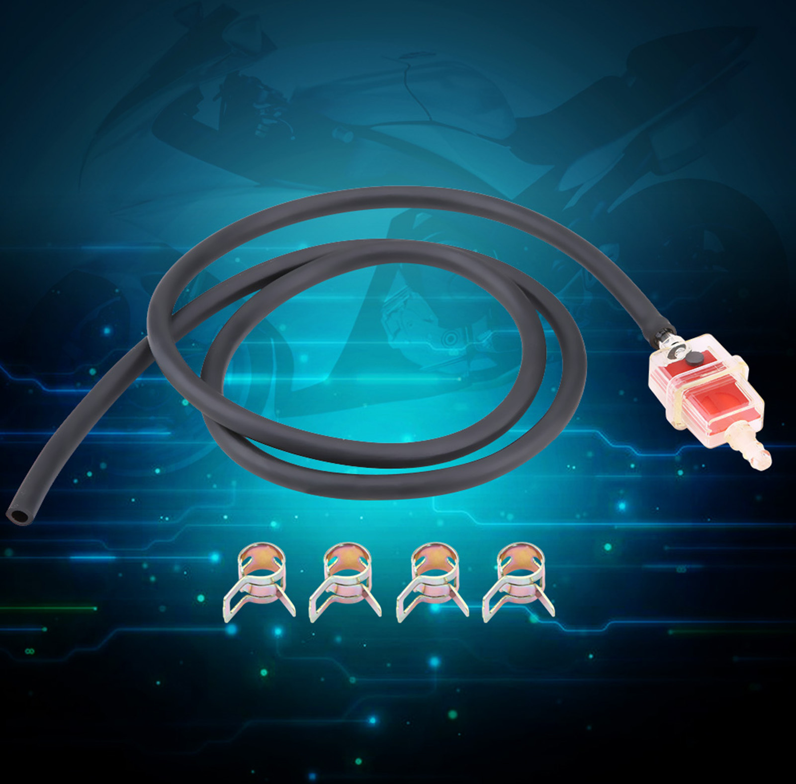 Cocosity Kraftstofffilter,6mm Kraftstofffilter,1/4" Kraftstofffilter,Kraftstoffschlauch,Leitungsschelle,Quadratischer Kraftstofffilter,Motorrad Kraftstofffilter Kit