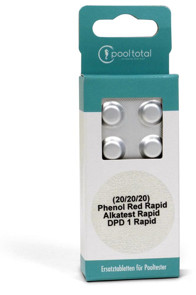 Pool Total Refill-Pack für Tester Chlor, pH + Alkalinität (3x 20 Tabl.) TbsRD1pHAl60-PT