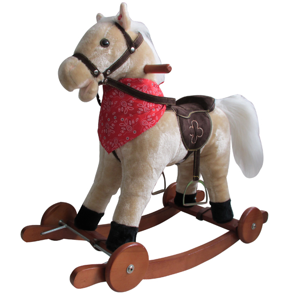 Homcom Schaukelpferd Ride auf Rocker Kinder Plüsch Spielzeug Holz Pferd Sound 
