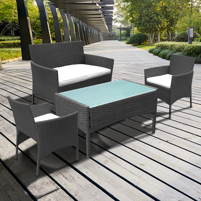 Záhradný nábytok balkónový rozťahovací záhradný set vankúšová sedacia súprava čierna