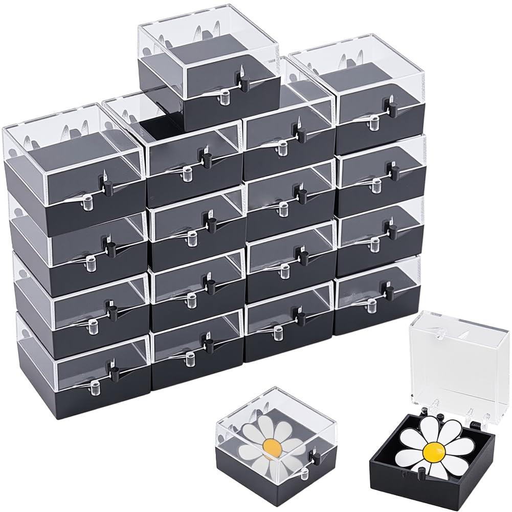 Merkloos 20 Stück Klare Plastikkiste - Quadratische Geschenkbox für Abzeichen und Schmuck - AJEW-CN0007-68-EU21