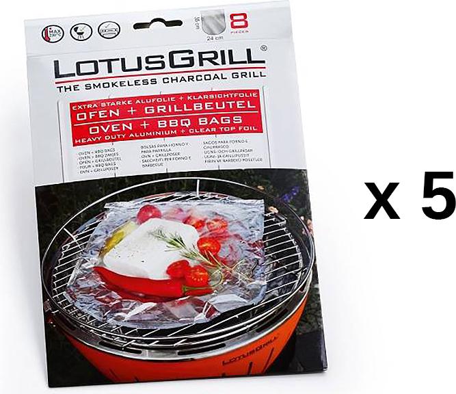 5 chargen von 8 papillotten zum grillen Lotusgrill LOT5-GB-AL-M