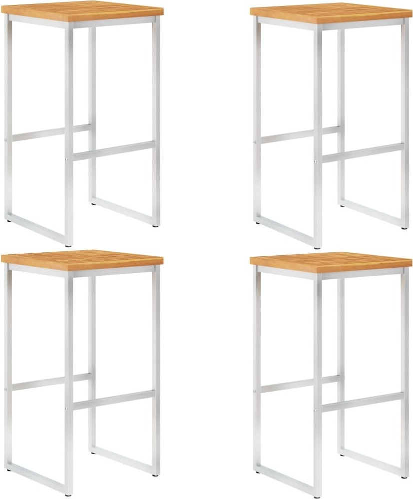 Barhocker 4 Stk. Massivholz Akazie und Edelstahl