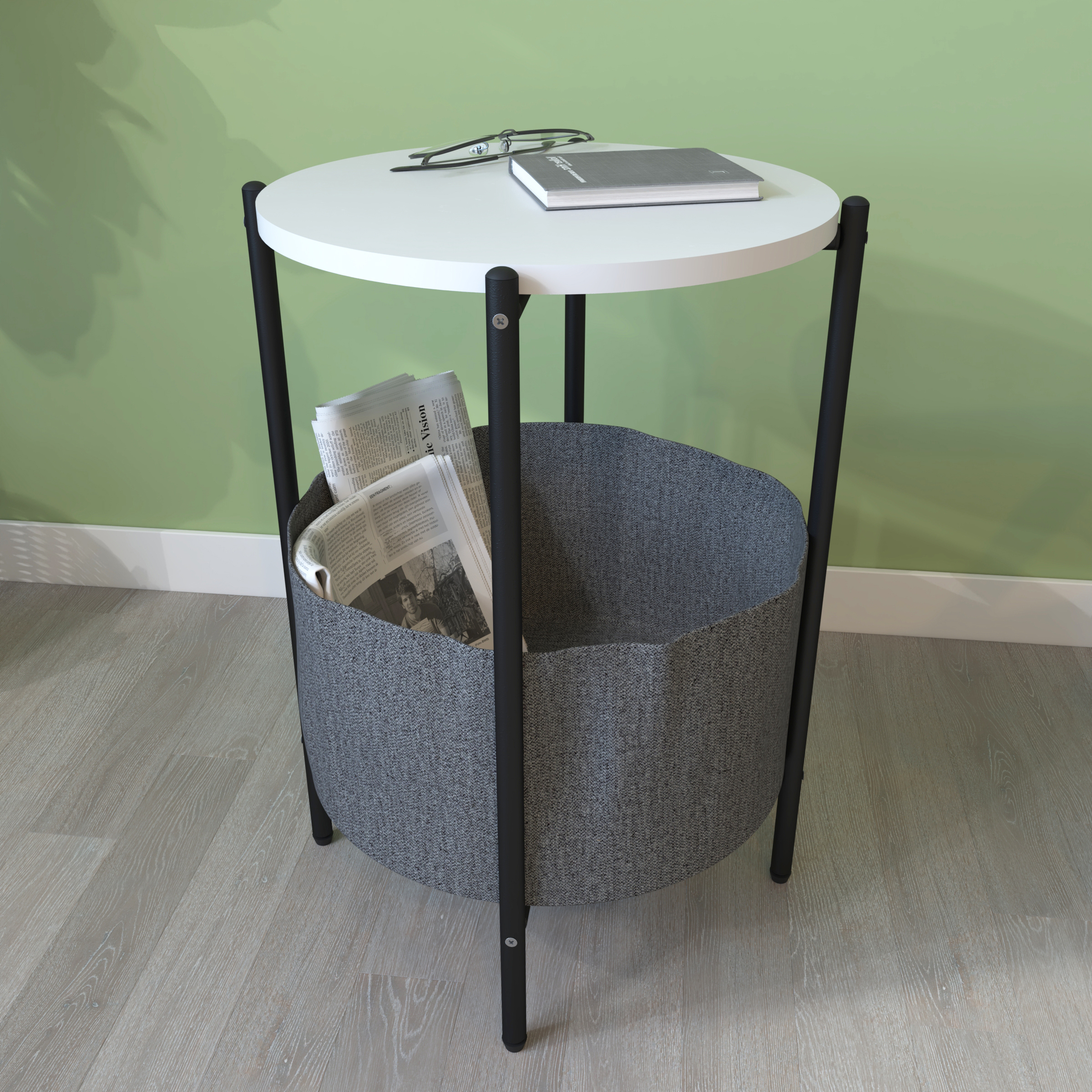 VCM Holz Beistelltisch | Couchtisch im schlichten Industriestyle | Maße ca. H. 60 x B. 43 x T. 43 cm | runder Wohnzimmertisch | Kaffeetisch - Pulia 919049