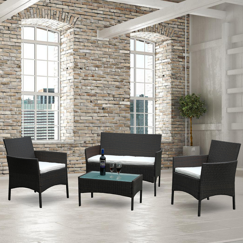 Yakimz Záhradný nábytok Vankúše Relax Lounge Set Jedálenský stôl Rohová sedacia súprava Balkónová hnedá